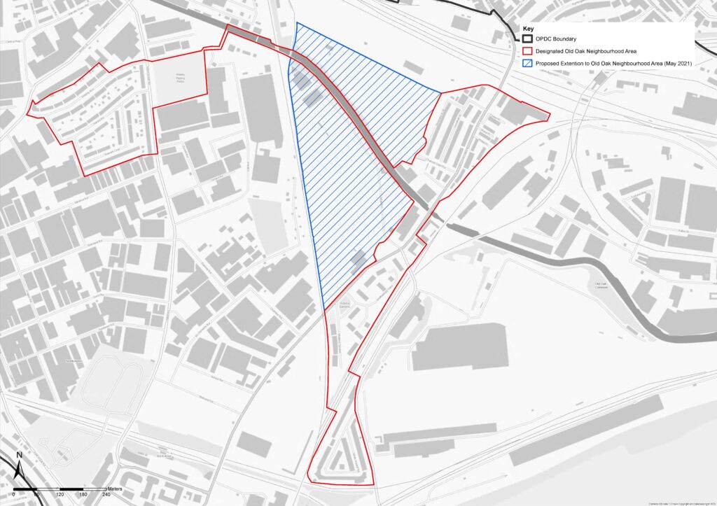 Areas proposed for inclusion in an extended Old Oak neighbourhood boundary June 2021